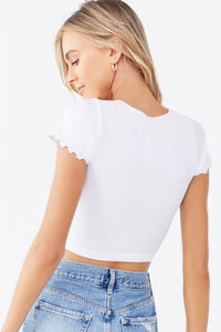 WHITE Seamless Ribbed Crop Top, image 3