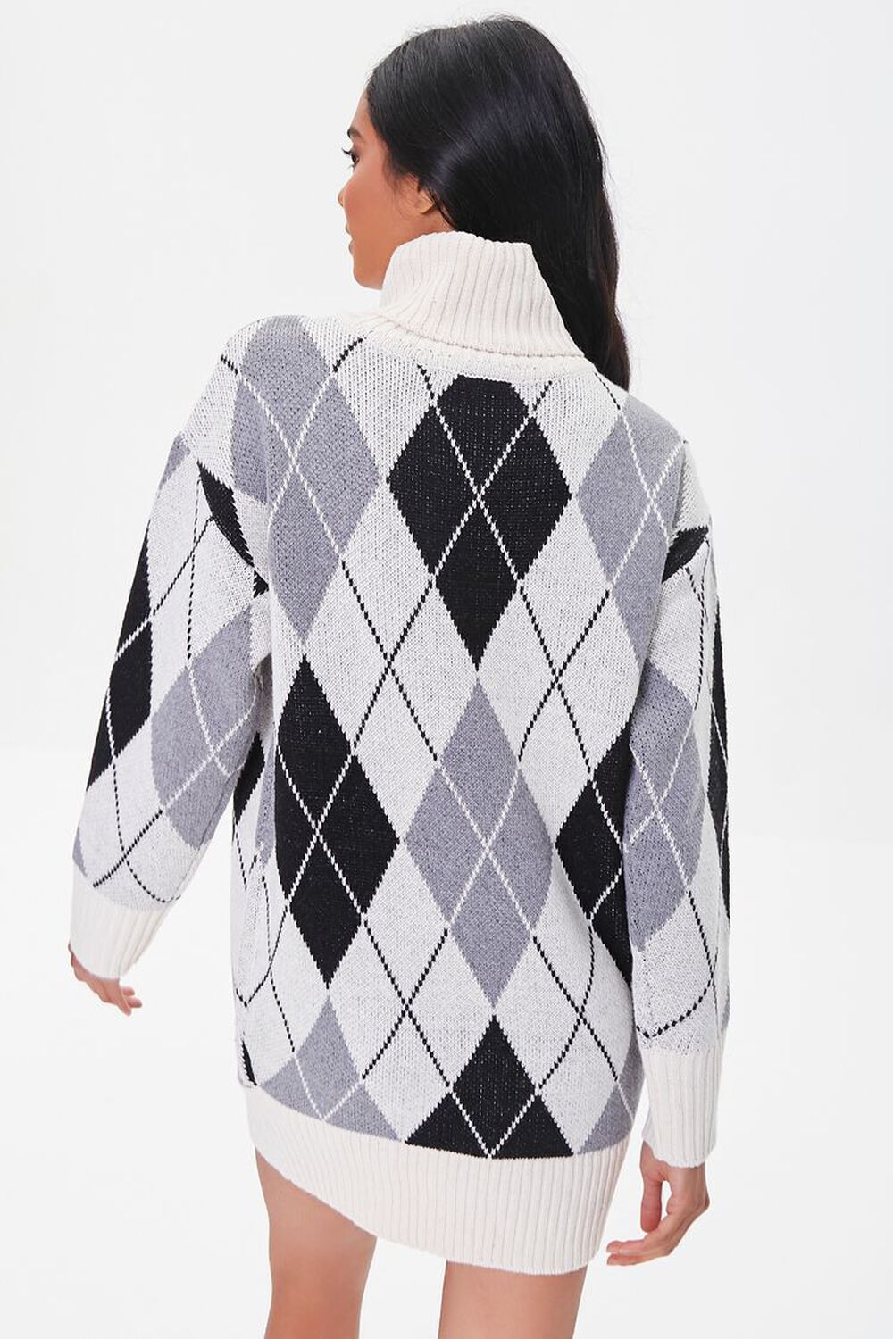 GREY/IVORY Argyle Mini Sweater Dress, image 3