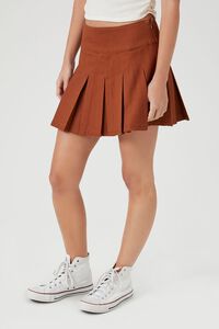 RUST Pleated Twill Mini Skirt, image 3