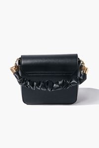 BLACK Ruched Faux Leather Crossbody Bag, image 3