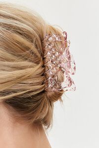 PINK Textured Clear Hair Claw Clip, image 2