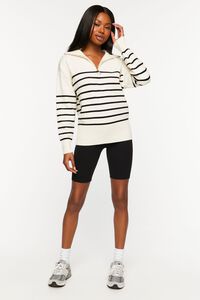 CREAM/BLACK Striped Half-Zip Sweater, image 4