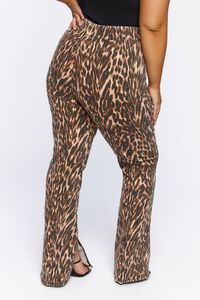 BROWN/MULTI Plus Size Leopard Print Bootcut Jeans, image 4