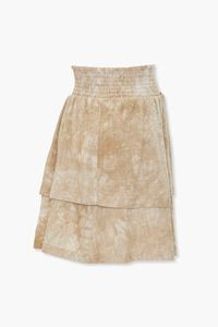 KHAKI/CREAM Tiered Mineral Wash Mini Skirt, image 2