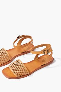NATURAL Faux Leather Buckled Sandals, image 4