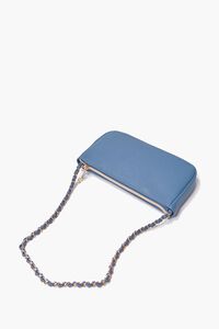 BLUE Faux Leather Zip-Up Shoulder Bag, image 3
