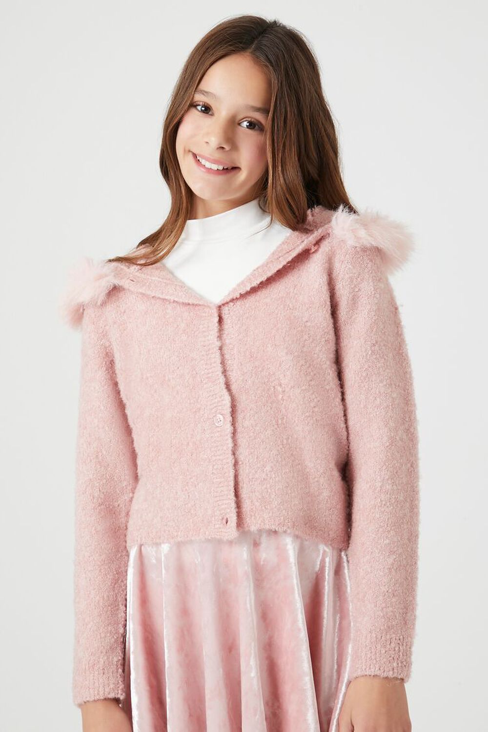 Art Class Girls Youth 10-12 Shag Carpet Faux Fur Cropped Sweater CUTE WILD  Pink