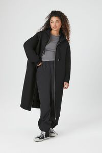 BLACK Fleece Longline Zip-Up Hoodie, image 1