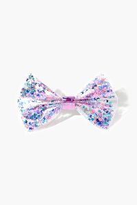 BLUE/PINK Girls Glittered Confetti Bow Hair Clip (Kids), image 2