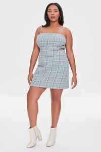 GREEN/MULTI Plus Size Tweed Plaid Mini Dress, image 4