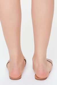 BROWN Faux Leather Slip-On Sandals, image 3