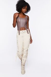 SHIITAKE Faux Leather Bustier Crop Top, image 5