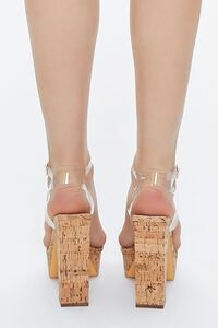NATURAL/CLEAR Cork Ankle-Strap Platform Heels, image 3