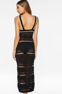 BLACK Crochet Semi-Sheer Midi Dress, image 3