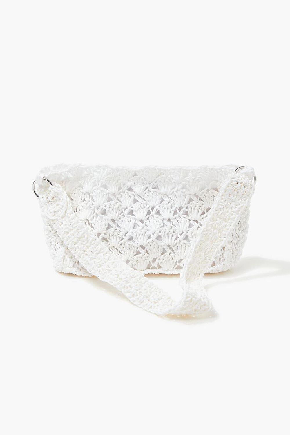 WHITE Crochet Baguette Shoulder Bag, image 1