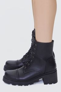 BLACK Faux Leather Combat Booties, image 2