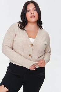 OATMEAL Plus Size Cropped Cardigan Sweater, image 1