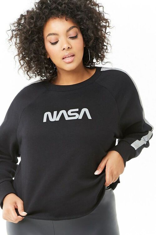 BLACK/SILVER Plus Size NASA Logo Graphic Sweatshirt, image 5