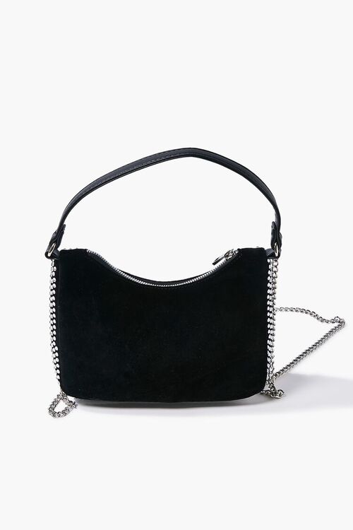 BLACK Embellished Chain Baguette Bag, image 3