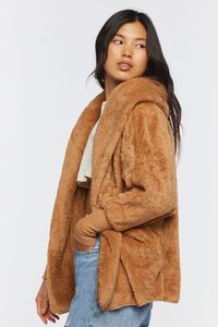 TAUPE Faux Shearling Hooded Jacket, image 2