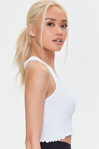 WHITE Active Seamless Lettuce-Edge Crop Top, image 2