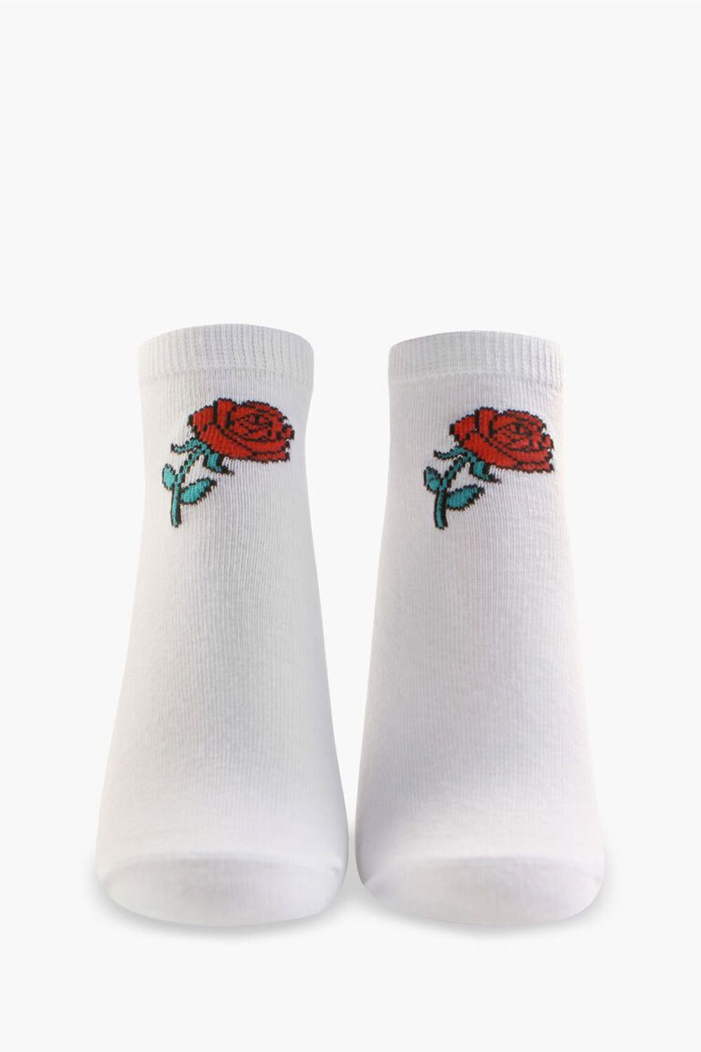 WHITE Rose Graphic Ankle Socks, image 1