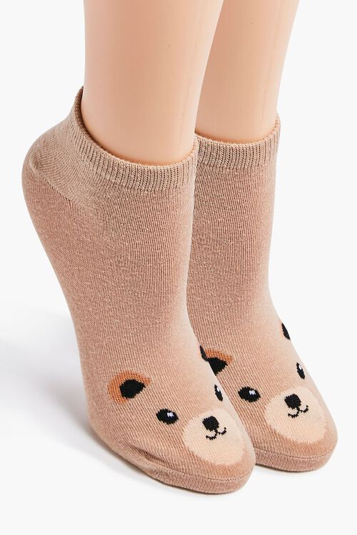 BROWN/MULTI Bear Graphic Ankle Socks, image 1