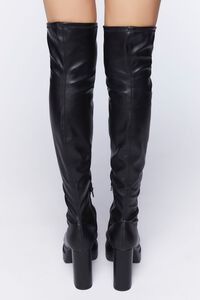 BLACK Faux Leather Over-The-Knee Platform Boots, image 3