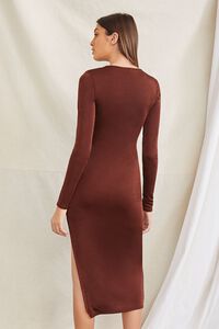 BROWN Long-Sleeve Slit Dress, image 3