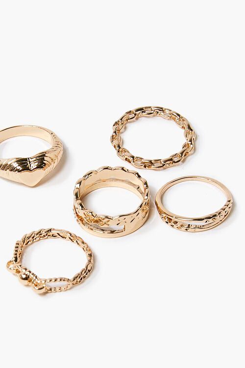 GOLD Heart Charm Ring Set, image 2