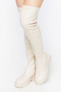 BEIGE Faux Leather Over-the-Knee Lug Boots, image 1