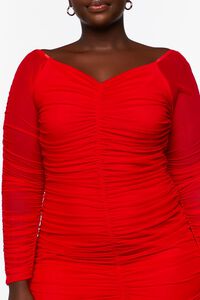 RED Plus Size Ruched Bodycon Dress, image 5