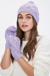 LILAC Cable-Knit Beanie & Mittens Set, image 1