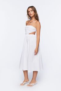 WHITE Poplin Cutout Fit & Flare Midi Dress, image 2