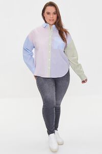PINK/MULTI Plus Size Colorblock Pocket Shirt, image 4