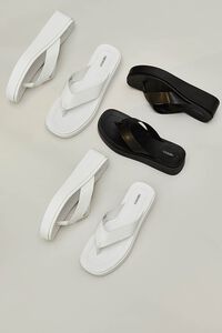 WHITE Faux Leather Platform Thong Sandals, image 1