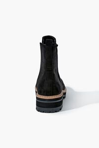 BLACK Faux Suede Lug Chelsea Boots, image 4