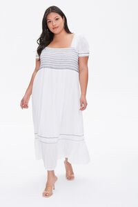 WHITE/NAVY Plus Size Gauze Maxi Dress, image 1