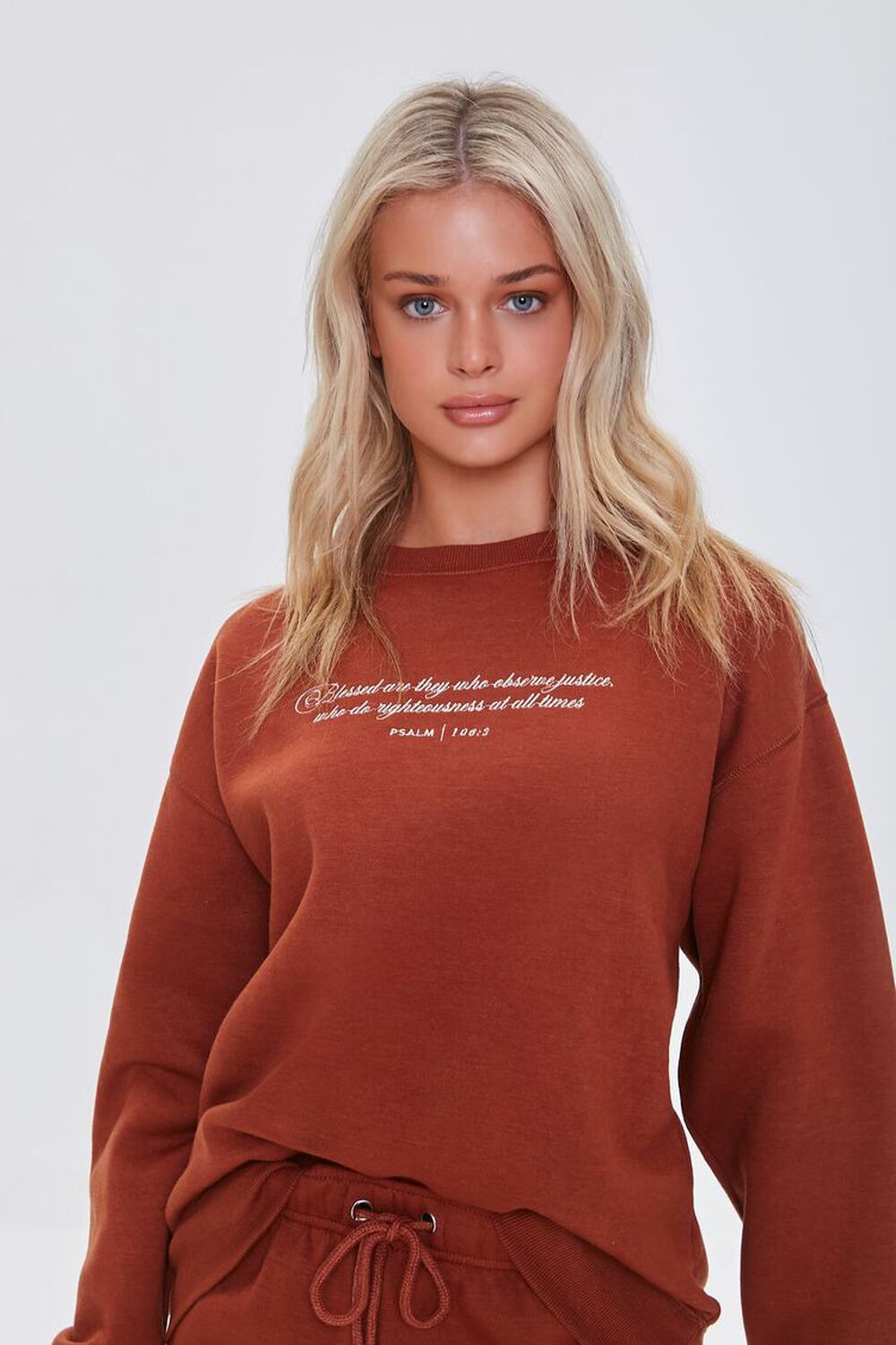 RUST/WHITE Embroidered Psalm Pullover, image 1