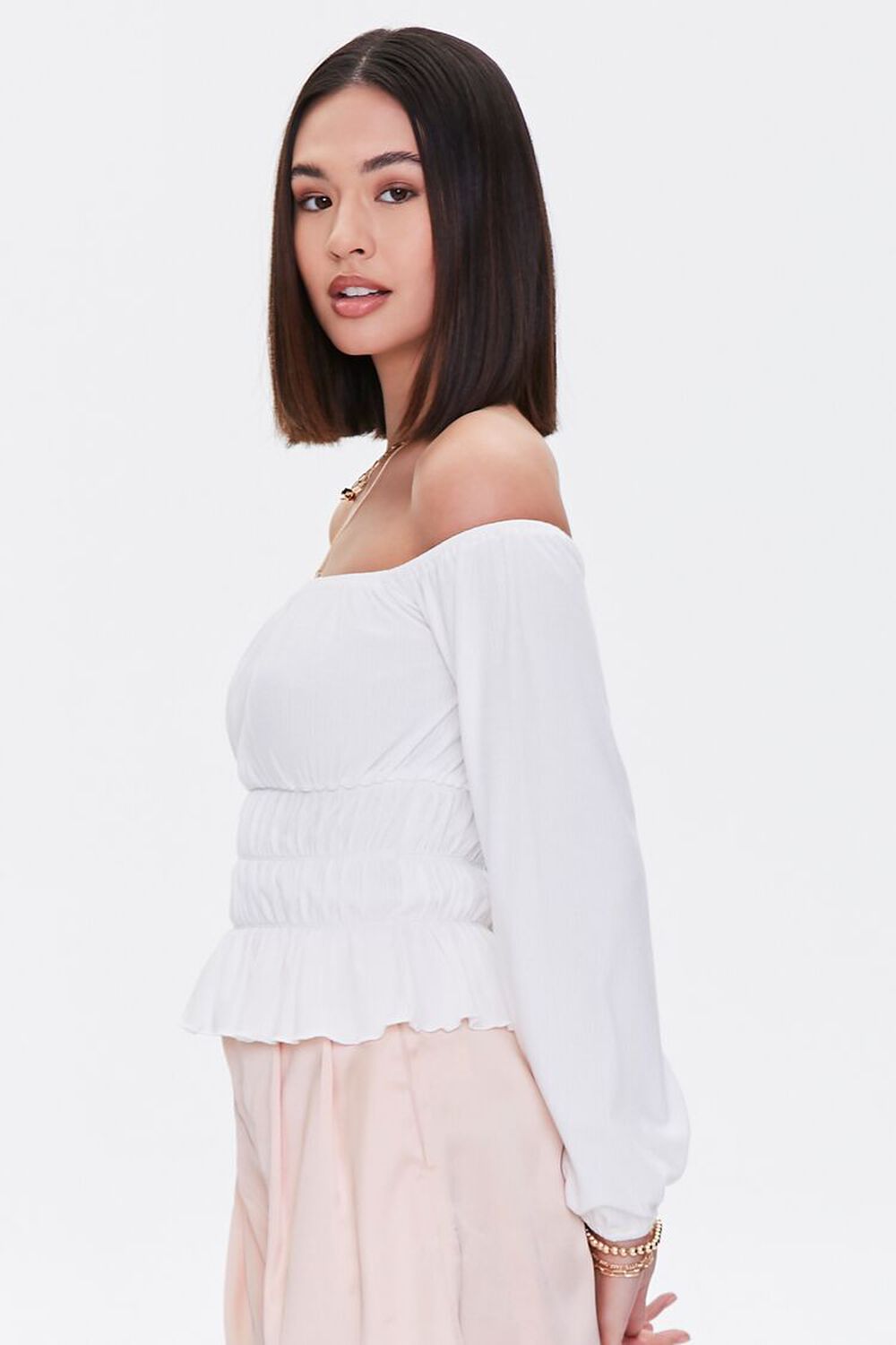 IVORY Off-the-Shoulder Peasant Top, image 2