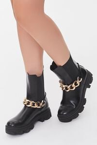 BLACK Curb Chain Chelsea Booties, image 1