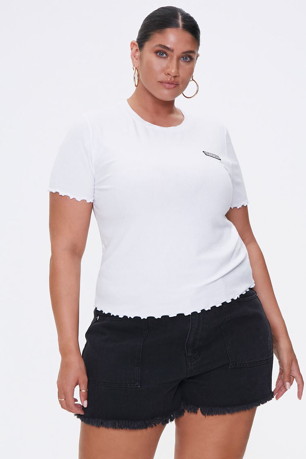 Plus Size Ribbed Loling Inside Tee, image 1