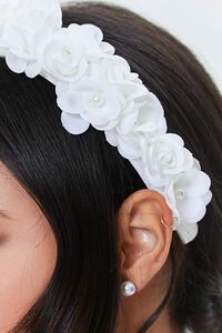 WHITE Faux Pearl Floral Headband, image 2