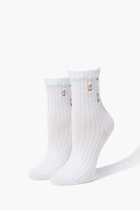 WHITE Distressed Crew Socks, image 1