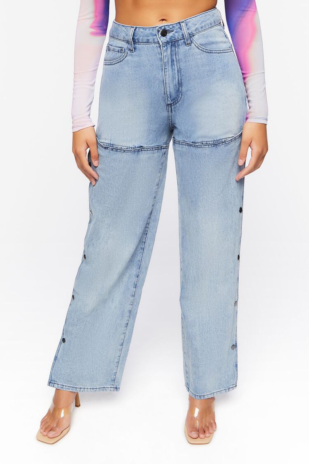 MEDIUM DENIM Mid-Rise Cutout Jeans, image 2