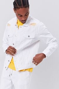 WHITE Distressed Denim Jacket, image 1