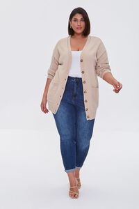 TAUPE Plus Size Cardigan Sweater, image 4