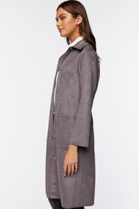 STEEPLE GREY Faux Suede Button-Front Duster Coat, image 2