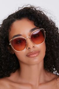 GOLD/ORANGE Cutout Cat-Eye Tinted Sunglasses, image 1