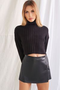 Faux Leather Pull-Ring Skort